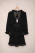 Layered Ruffled Open Back Puff Sleeve Swiss Dot Mini Dress